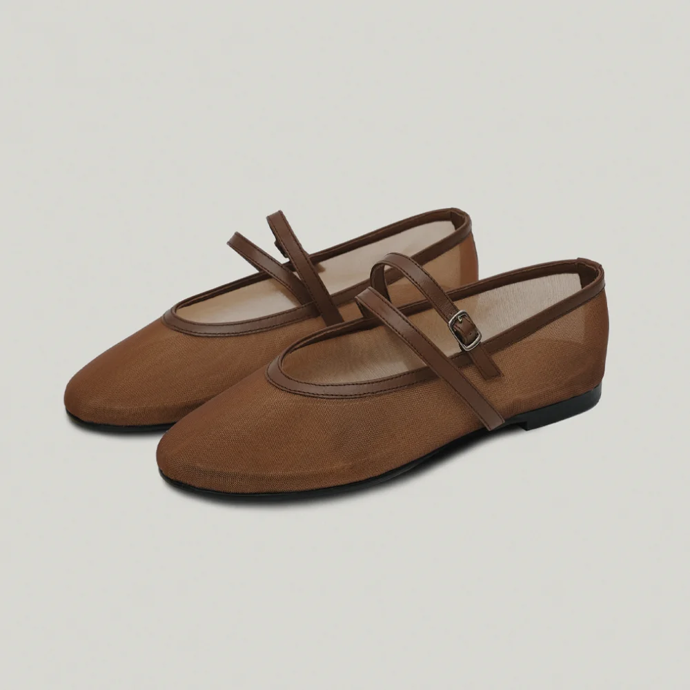 DOUBLE STRAP MESH FLAT (MESH BROWN)