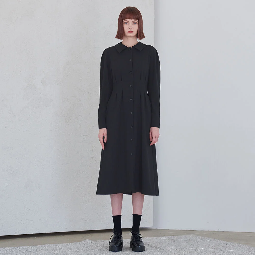 Tuck Detail Dress - Black