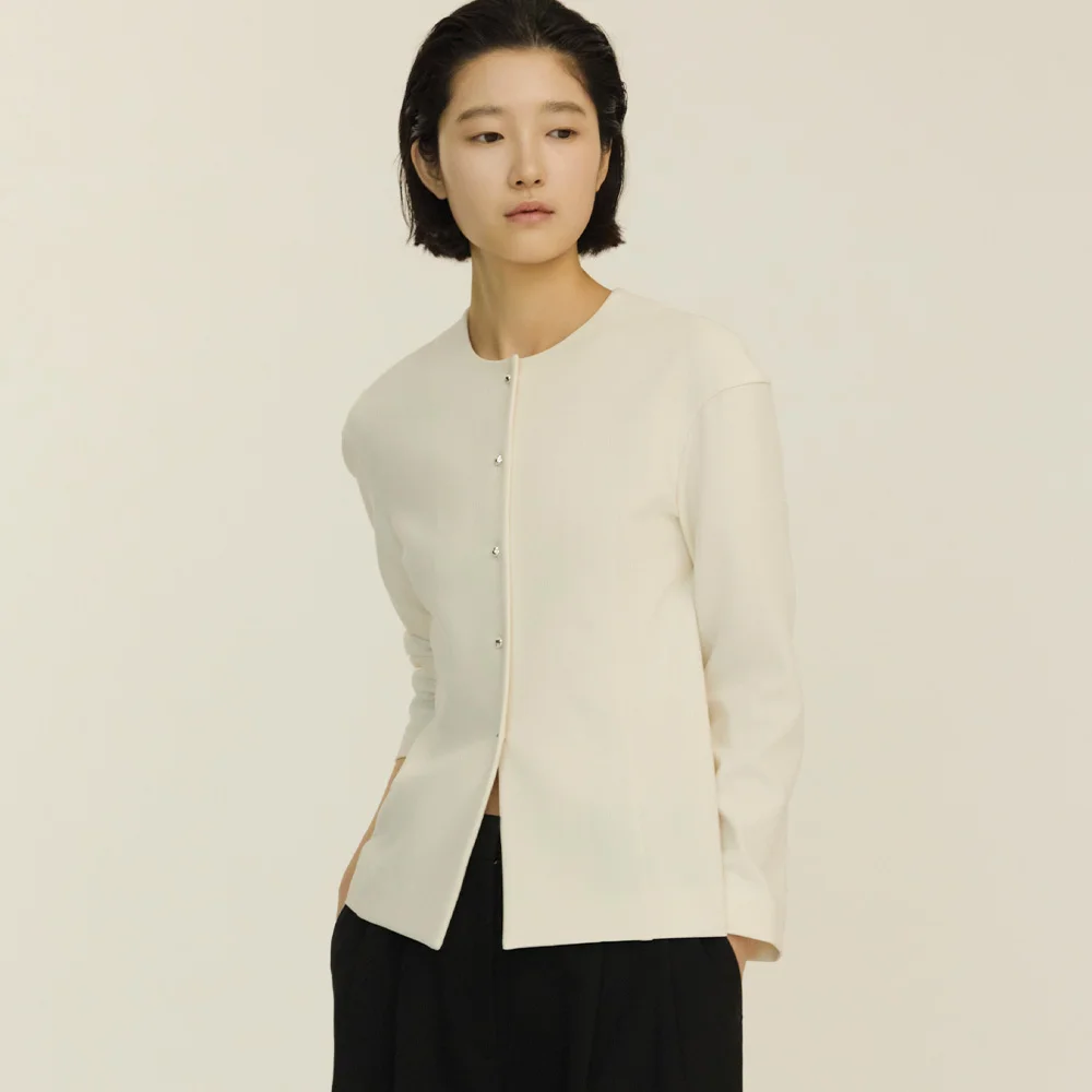 hourglass silver button blouse_cream