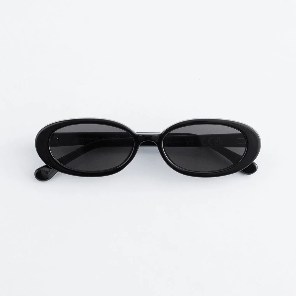 橢圓 框架 太陽眼鏡 (1325979-001) (Black)