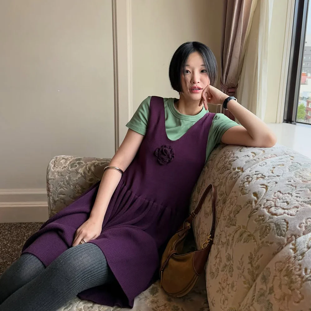 SN Rose Knit Dress (Purple)