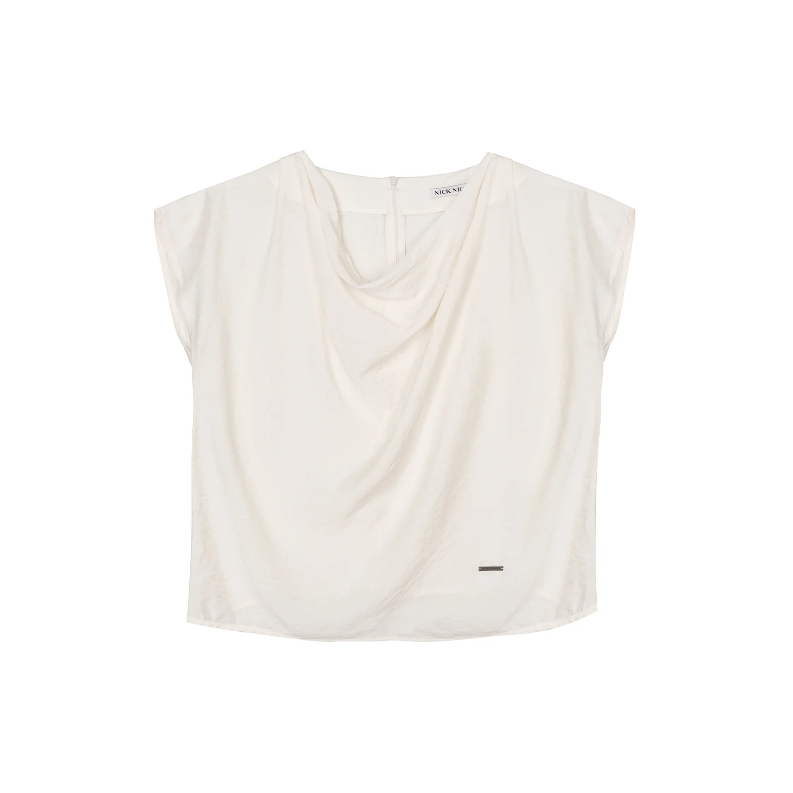 DRAPE NECK BLOUSE_CREAM