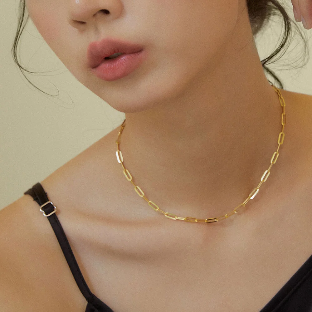 Flat oval chain necklace (扁平橢圓鏈項鏈)