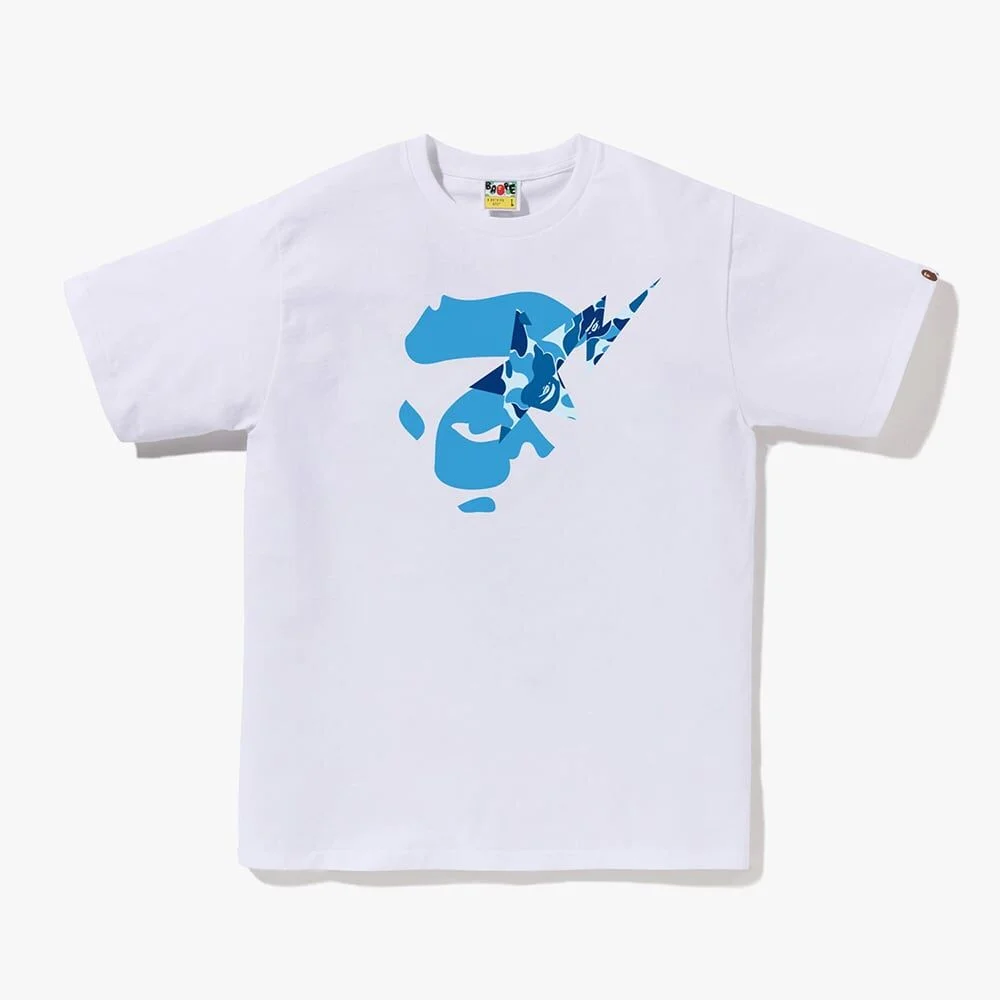 ABC 迷彩 Ape 臉部 STA T恤(M) WHITE/BLUE