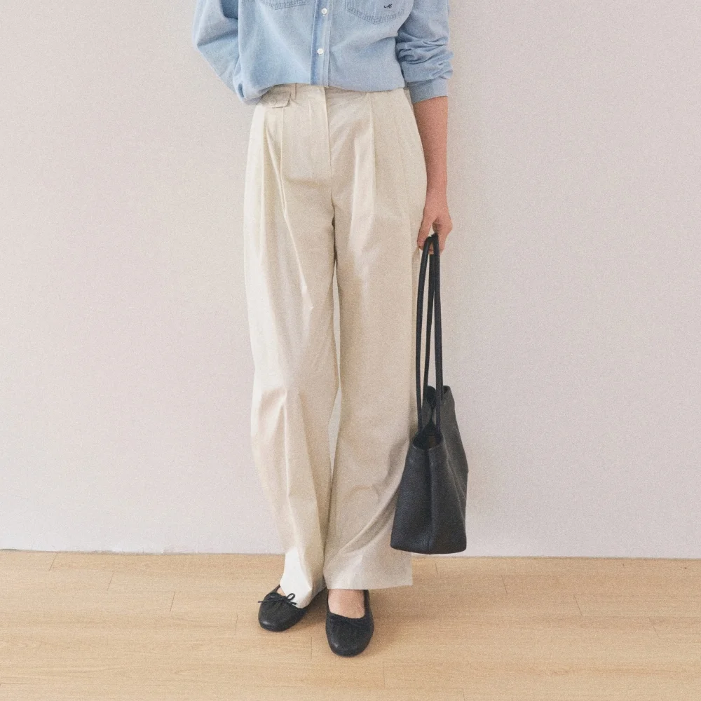 BONE COTTON PANTS_BUTTER CREAM