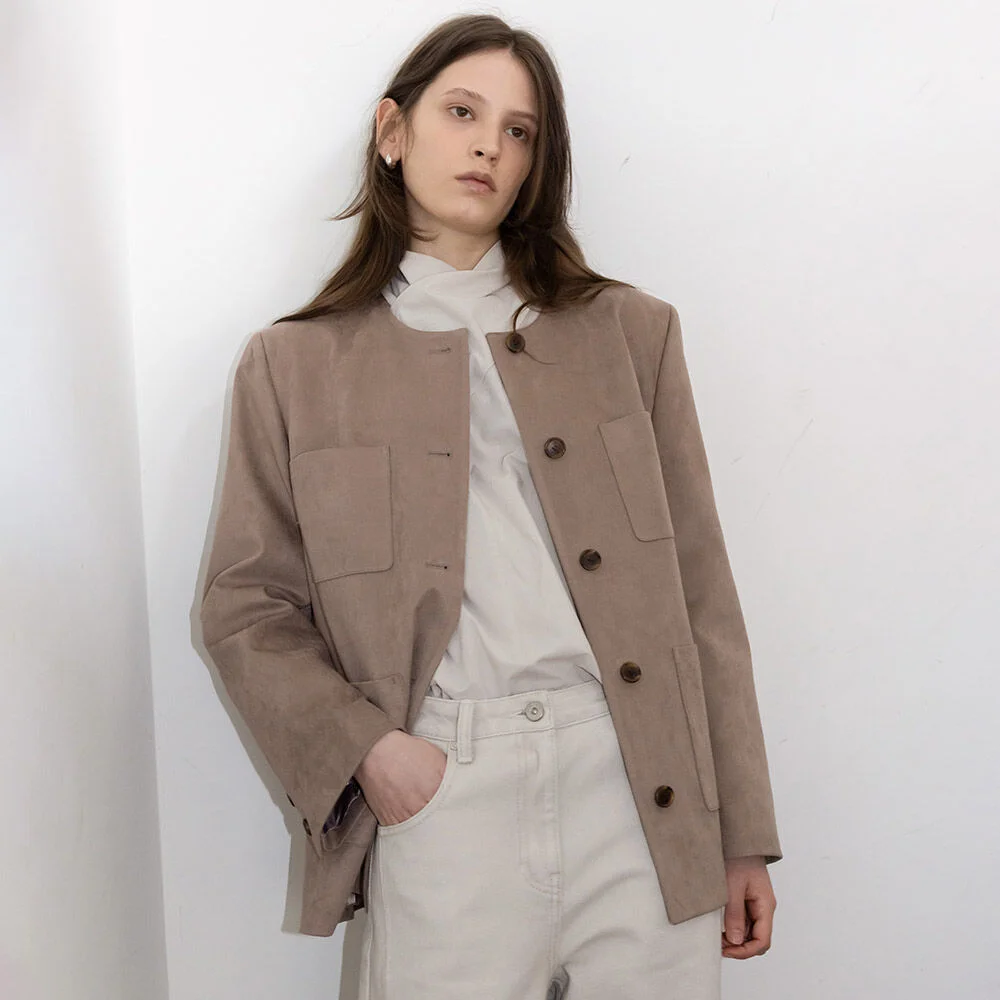 Oversized Faux Suede Jacket SL6XJ112-91