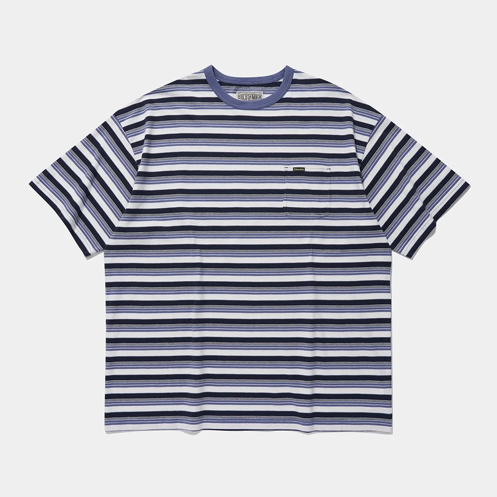 COLOR STRIPE POCKET S/S T-SHIRTS_BLUE