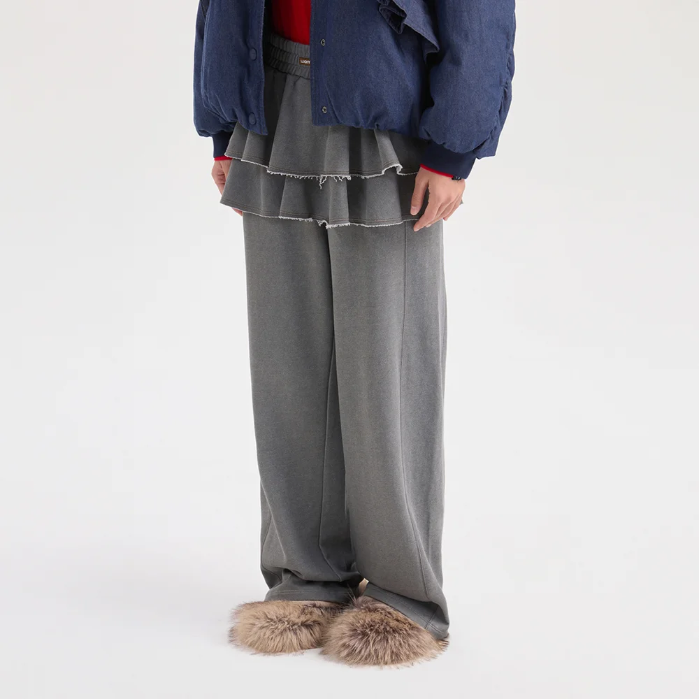 Layered Skirt Jersey Banding Pants (grey) LFPNW25400GYX