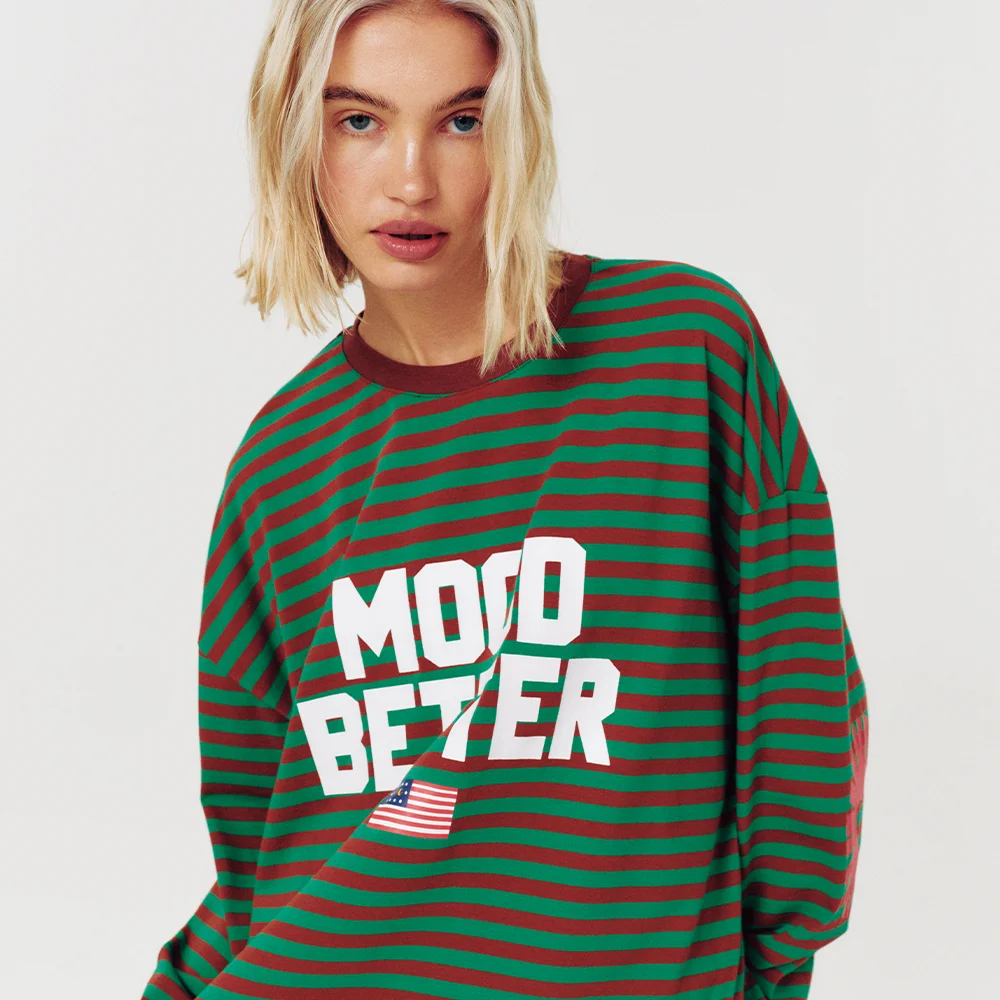 SUNRISE ELBOW STRIPE LONG SLEEVE GREEN