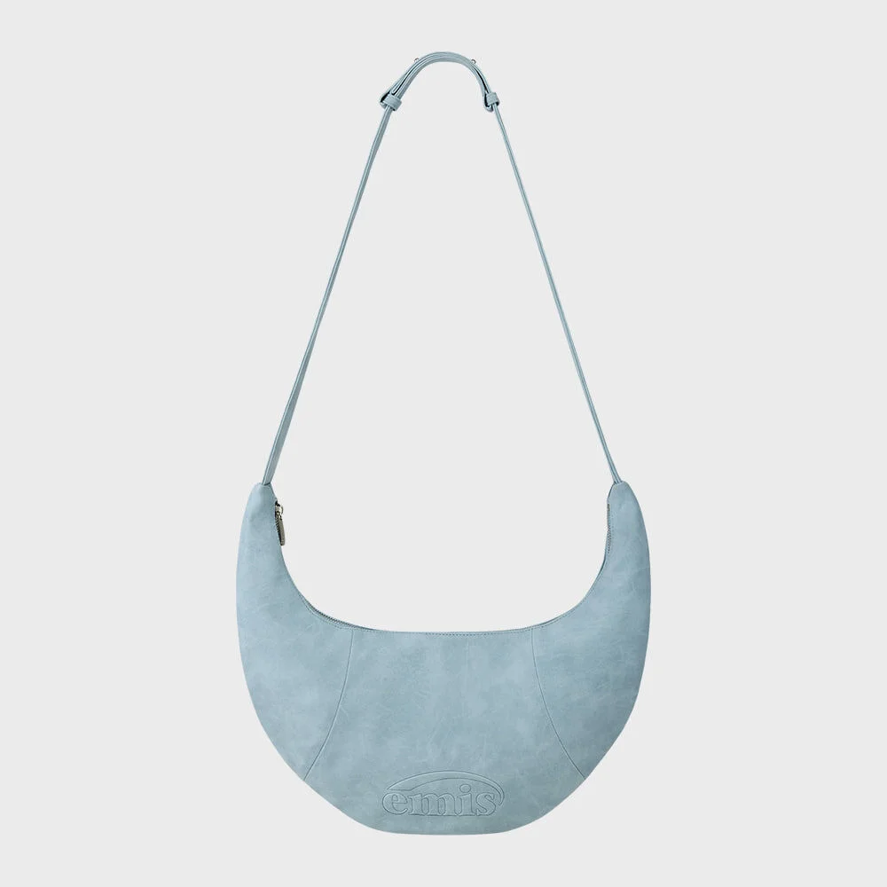 LOGO EMBOSSED HALF MOON BAG-LIGHT BLUE