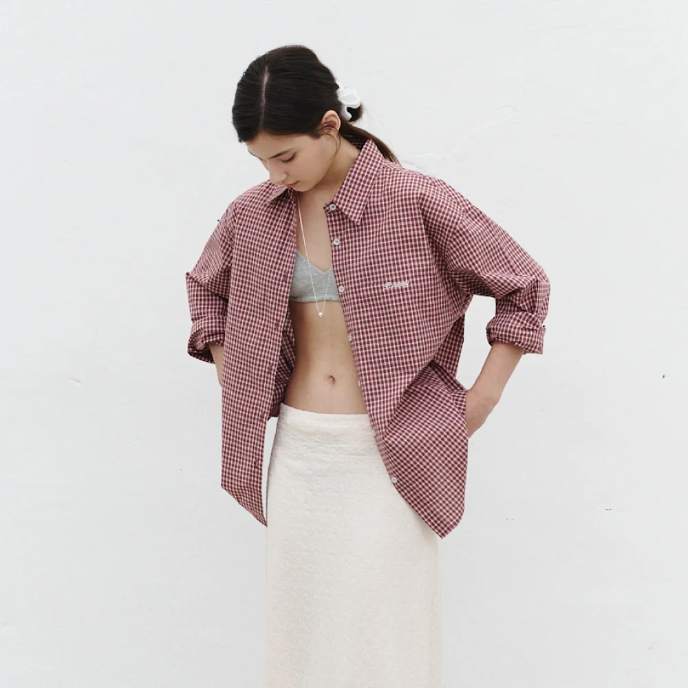 ASHER OVERFIT CHECK SHIRT_RED