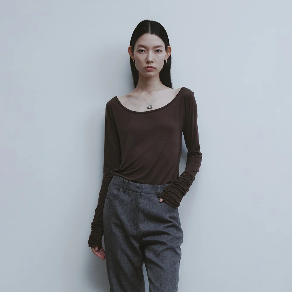 Ballerina long Jersey Top-Brown