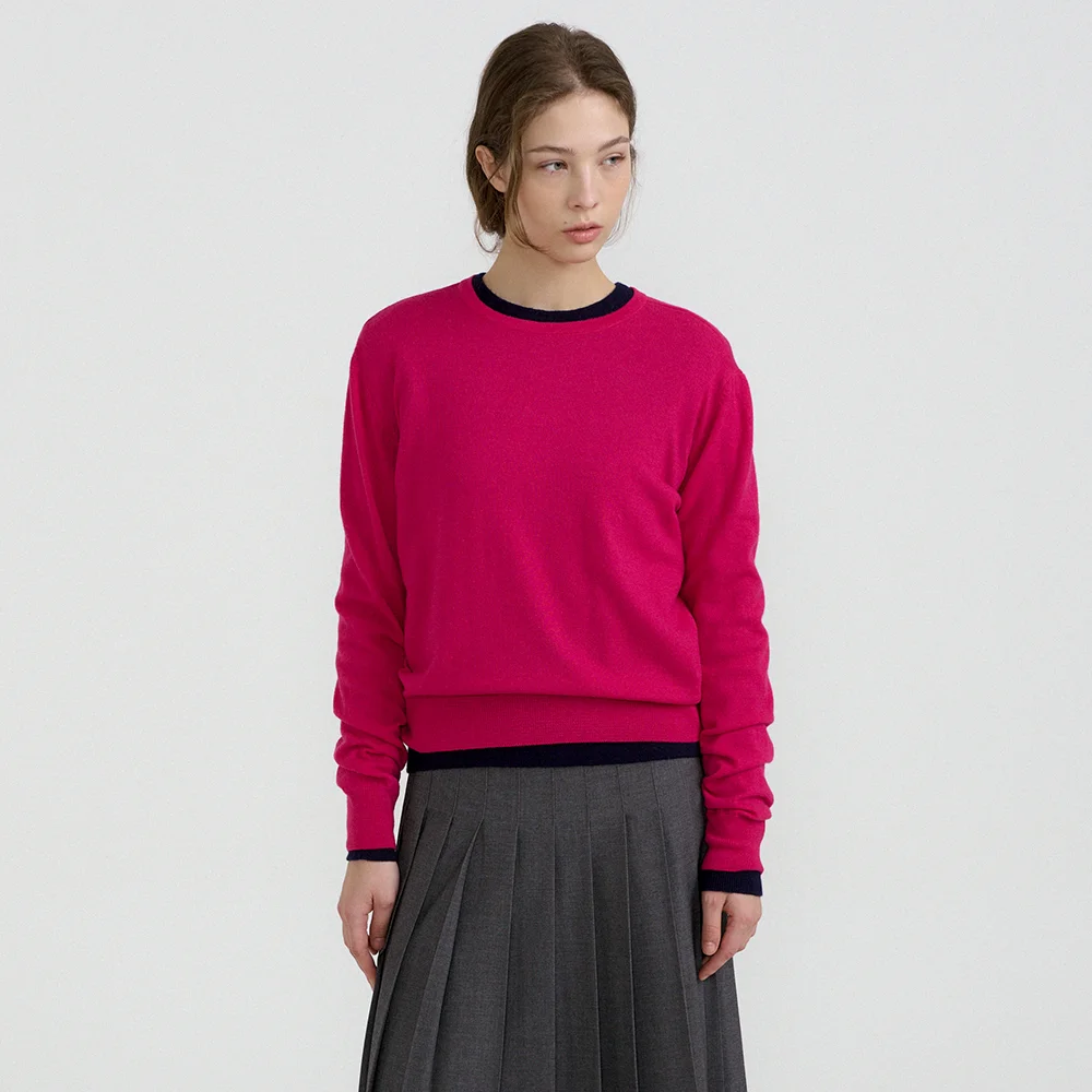Classic Round Neck Knit (Magenta Pink)