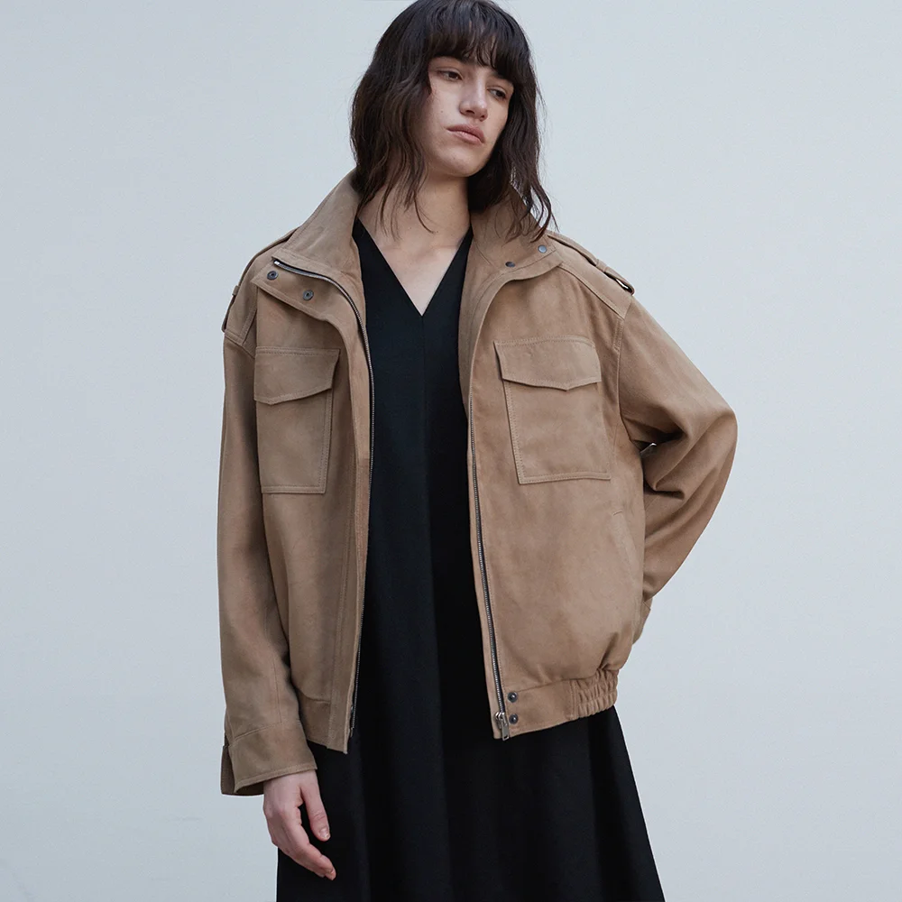 Oversized Flap Pocket Bomber_Beige