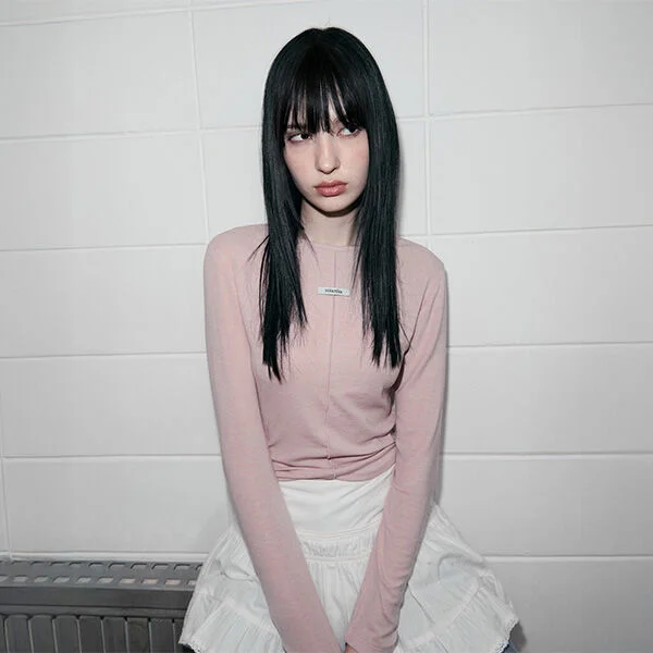 LINE DETAIL WOOL LONG SLEEVE PINK
