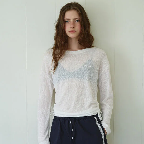 SHEER LONG SLEEVE TOP WHITE