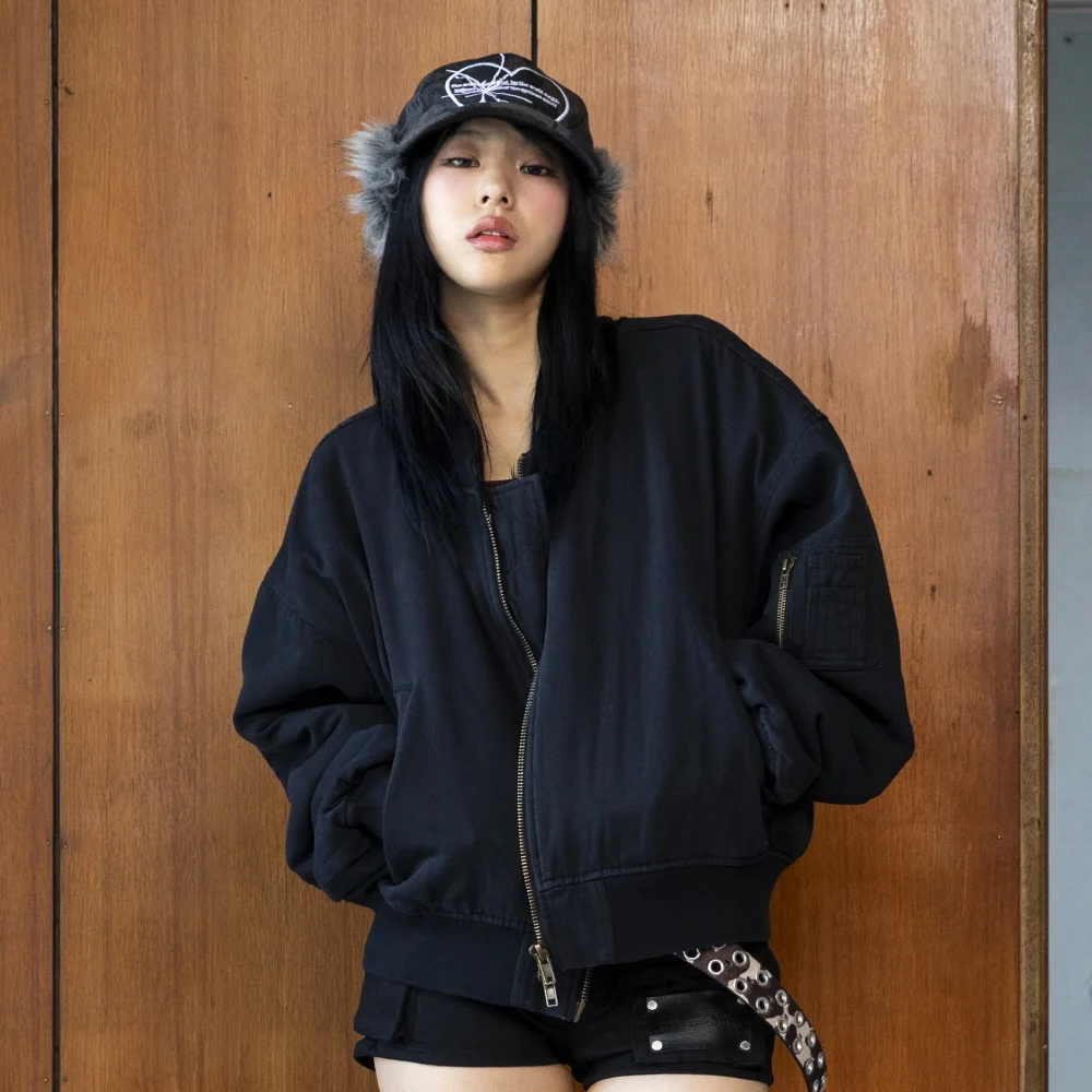 GJ068 復古 MA-1 飛行員 外套 (BLACK)