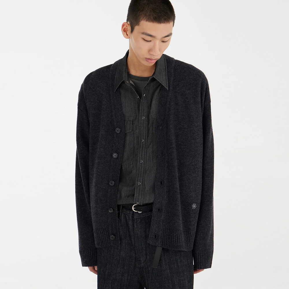 Emblem Cardigan - Charcoal Grey