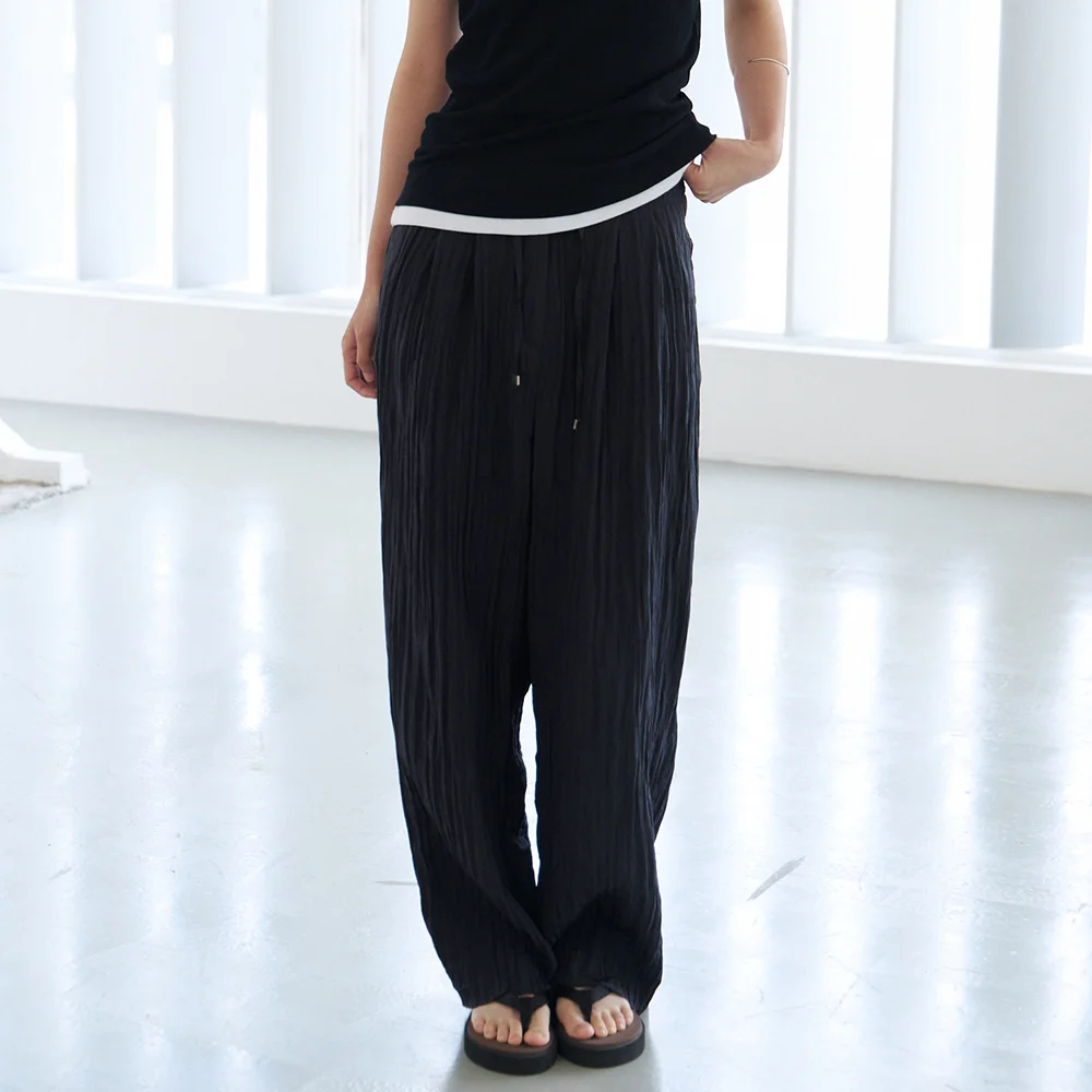 Flowing Wrinkle Pants (Black)
