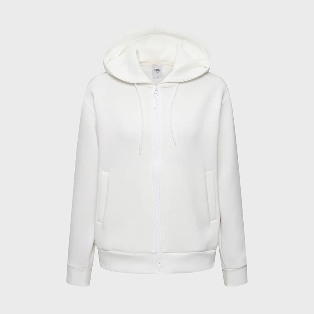 Flywork 柔軟 連帽衫 全拉鍊 外套 W_Off White_KWP25144W3