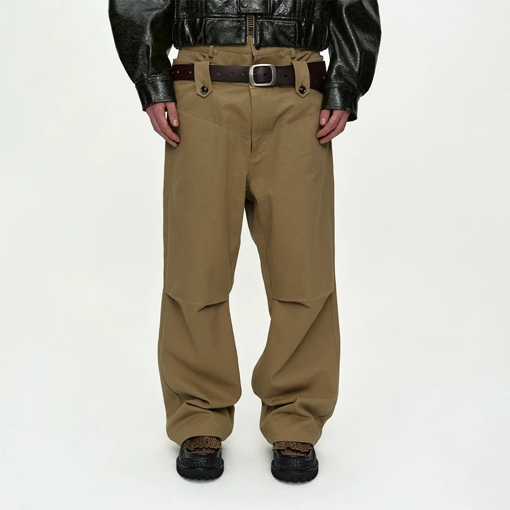 DOUBLE WAISTBAND WIDE-LEG TROUSERS apa873m(BEIGE)