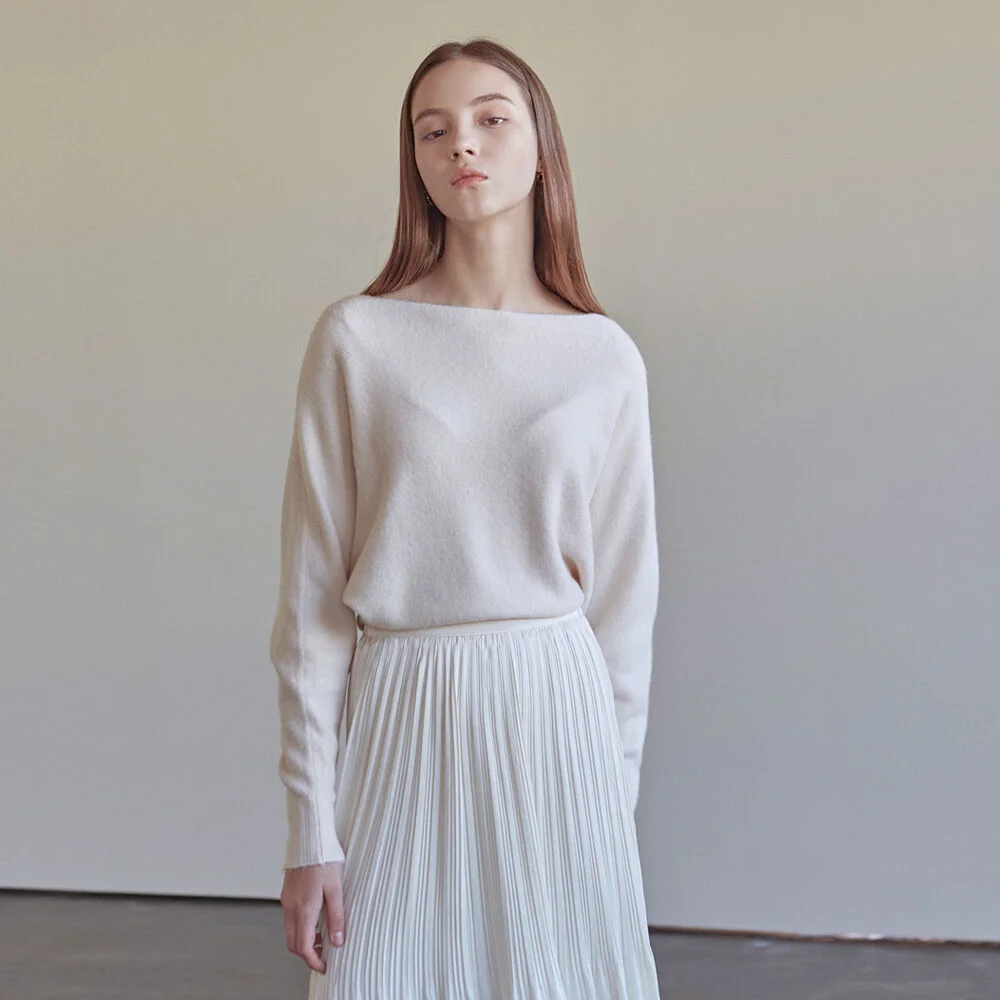 MELLOW BOAT NECK KNIT_IVORY