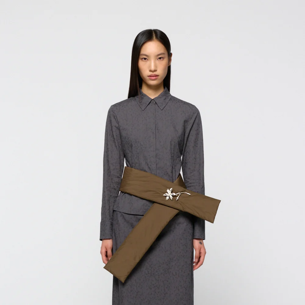 Floral slim shirt, Grey