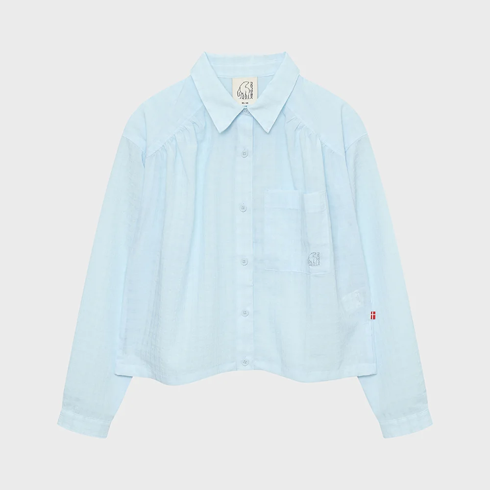 透視 格紋 長袖 襯衫 - W_Light Blue_OWM26407B1