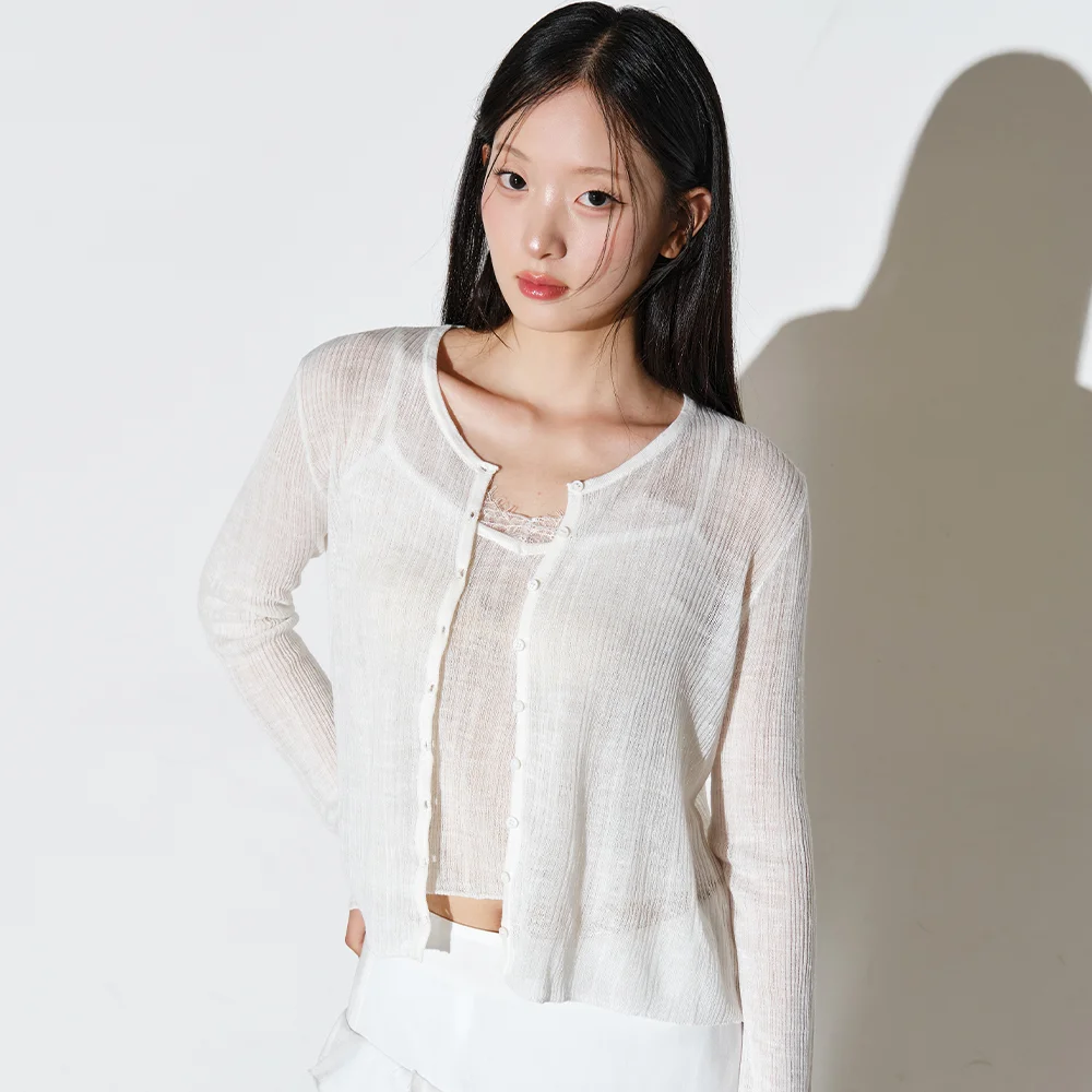亞麻 蕾絲 上衣 開襟外套