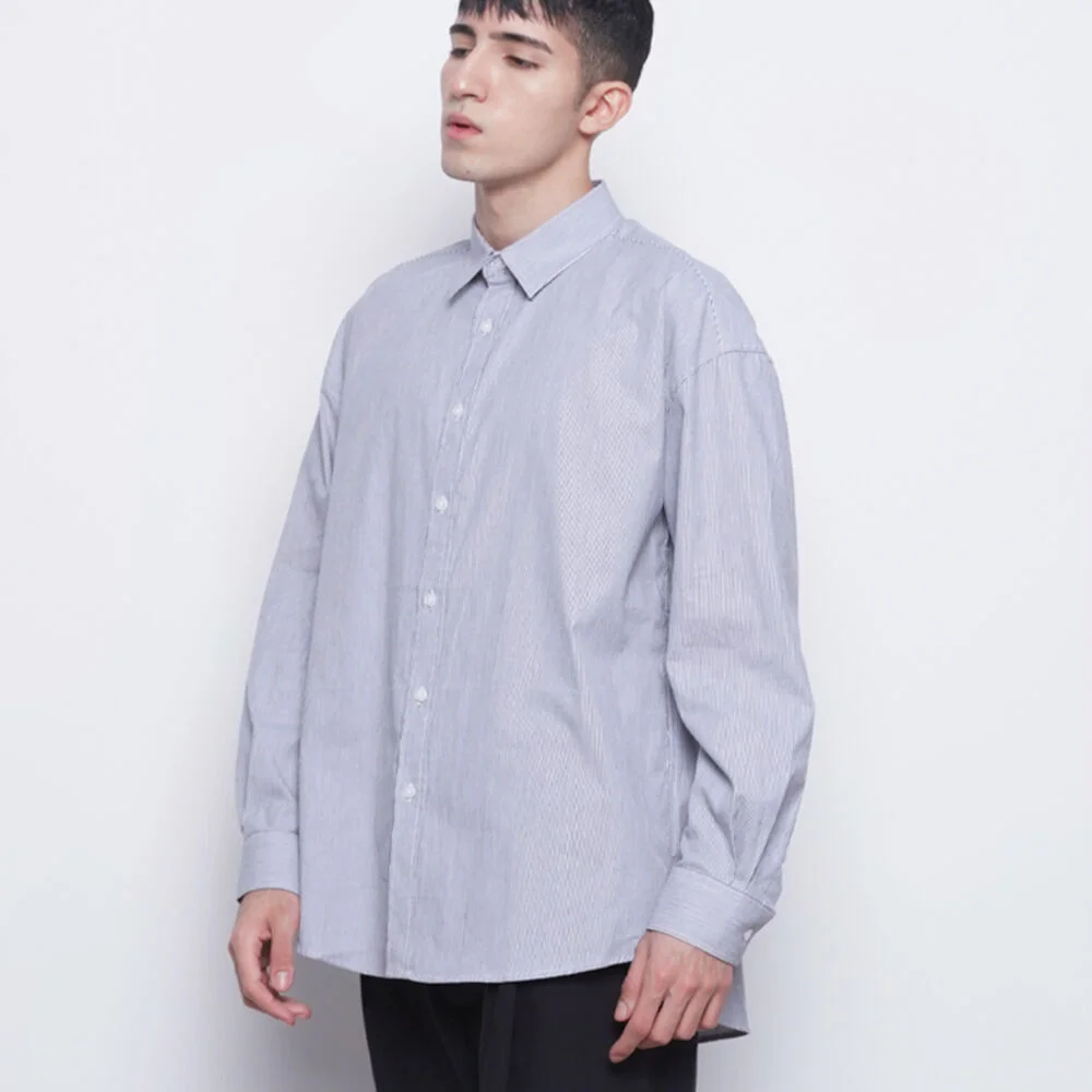 M421 stripe cotton over shirts black