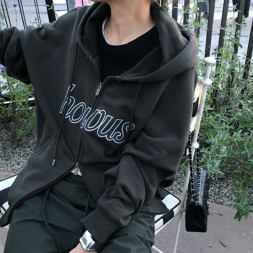 DRIVE LOGO HOOD ZIP-UP (KHAKI)