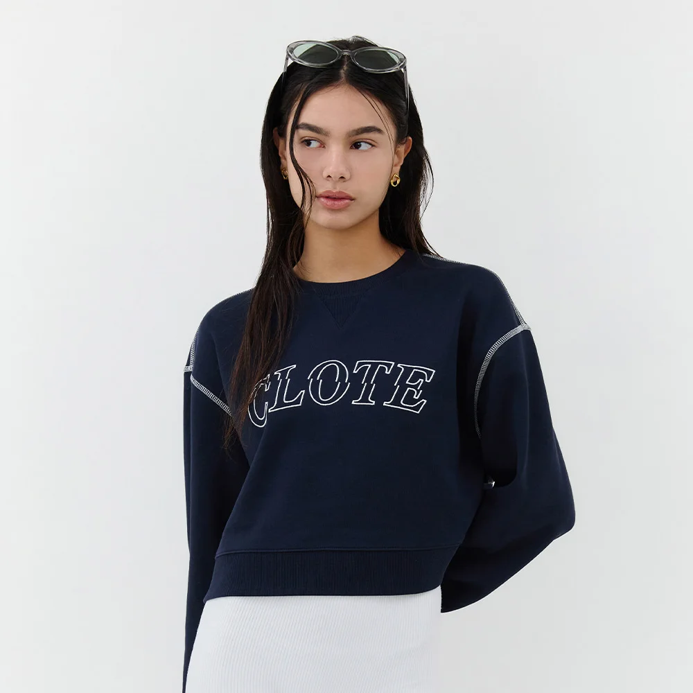 COTTON TERRY SWEAT SHIRT - NAVY