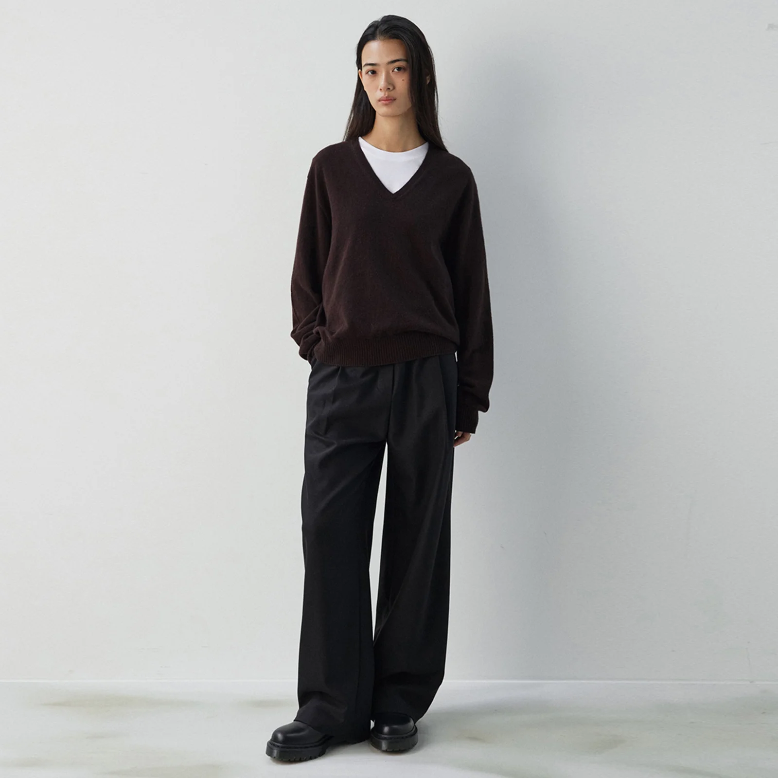 Wool Banding Pants-Black
