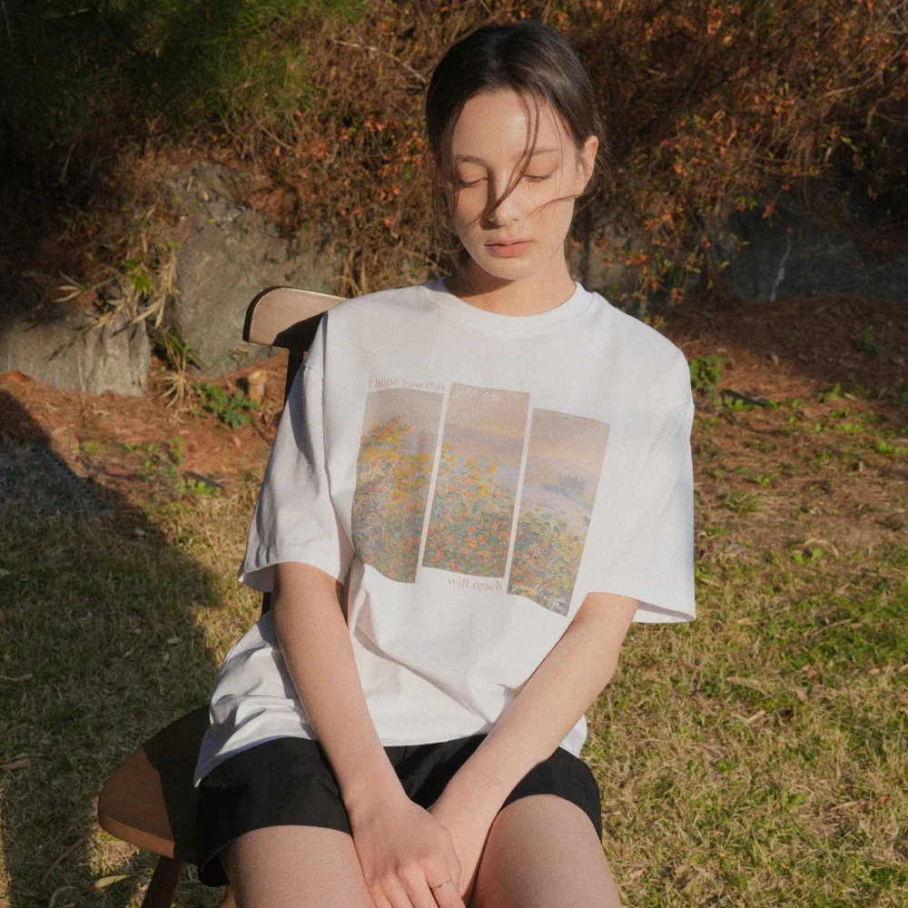 Letter Art Work Printing T-shirt (white)