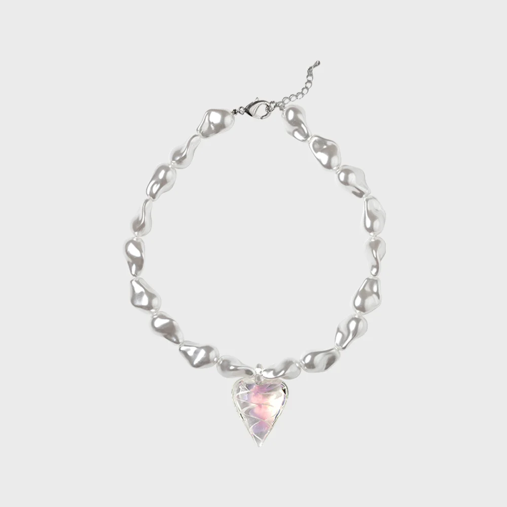Venetian heart glass pearl necklace