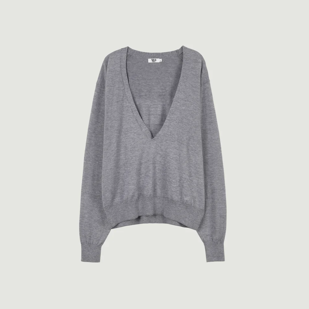 RIEL V-NECK KNIT (MELANGE GRAY)