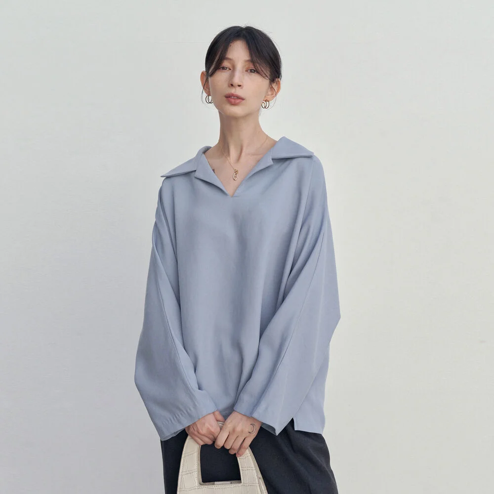 OVERSIZE COLLAR SHIRTS_SKY BLUE