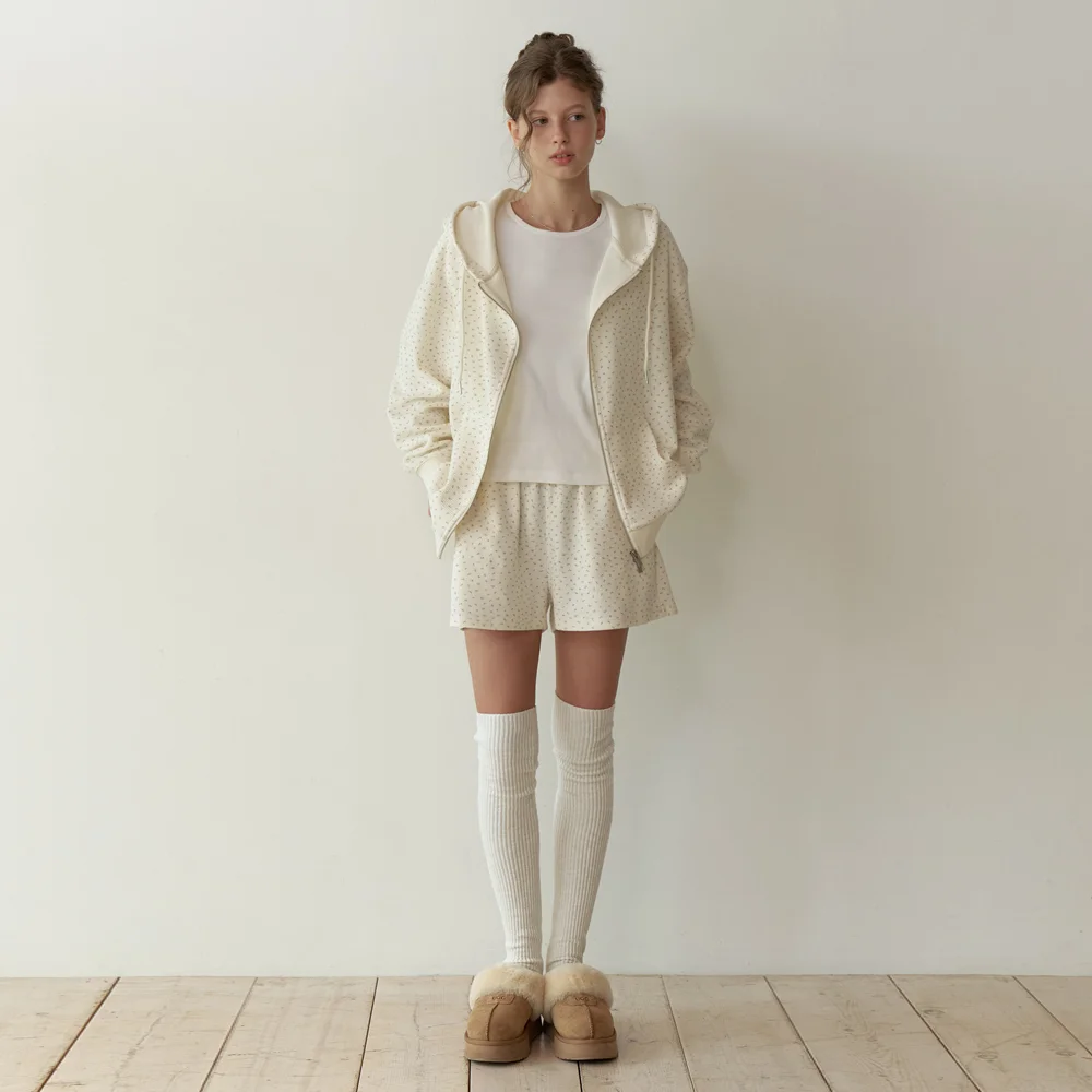 Flowered waffle shorts (cream)