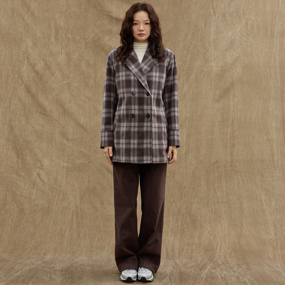 Wool Check Double Blazer