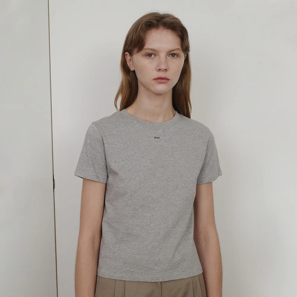 BASIC ENOR CROP T-SHIRT - GREY