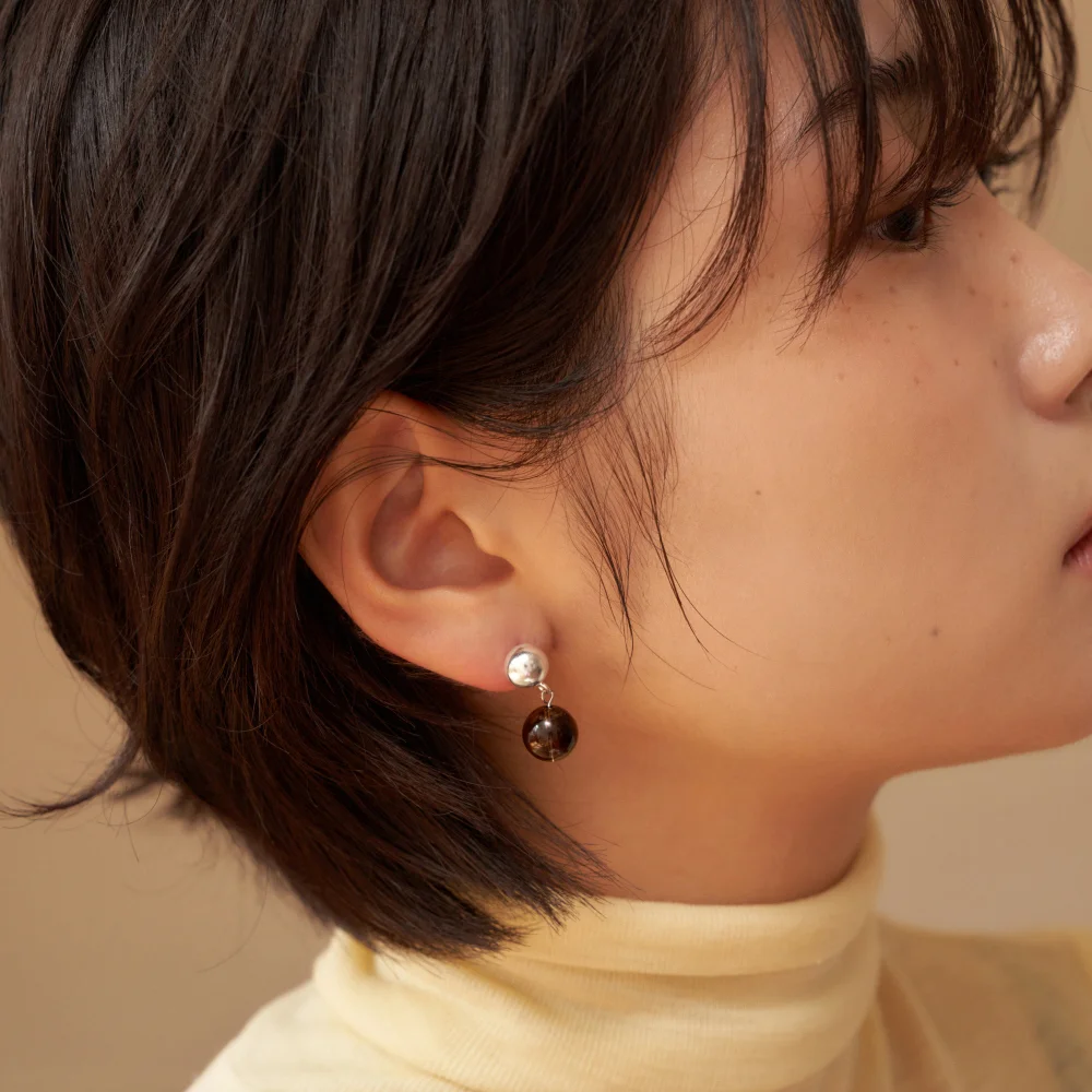 smoky quartz ball earring