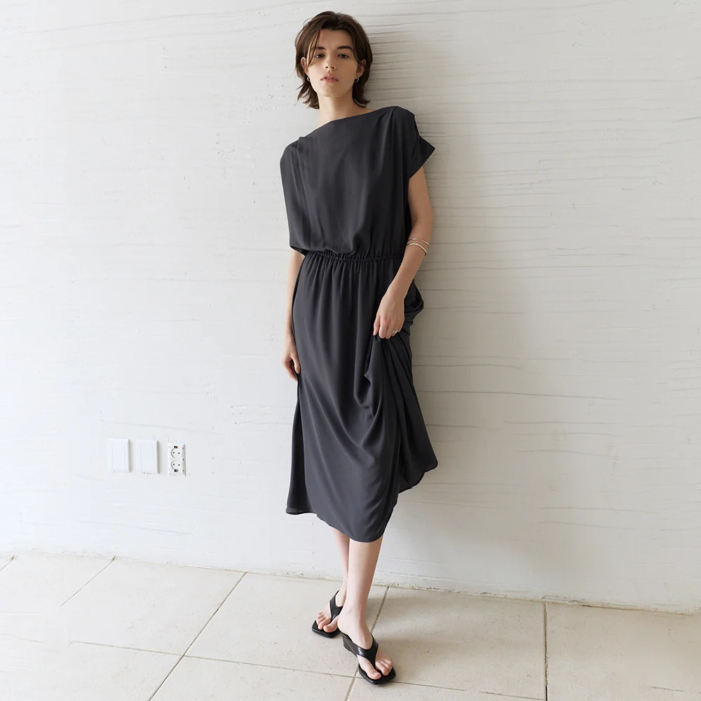 Gathered Waist Dress (Dark Gray)