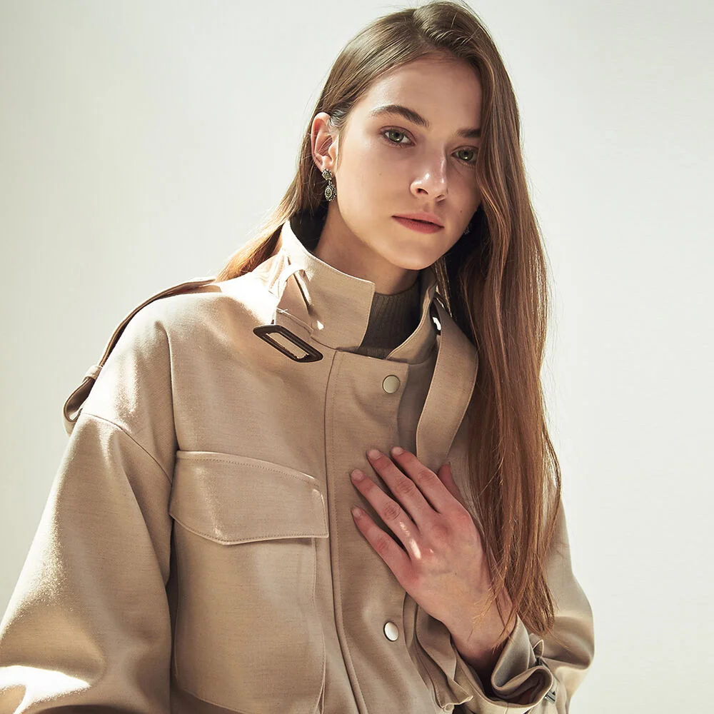 WIDE POCKET CROPPED JACKET_BEIGE