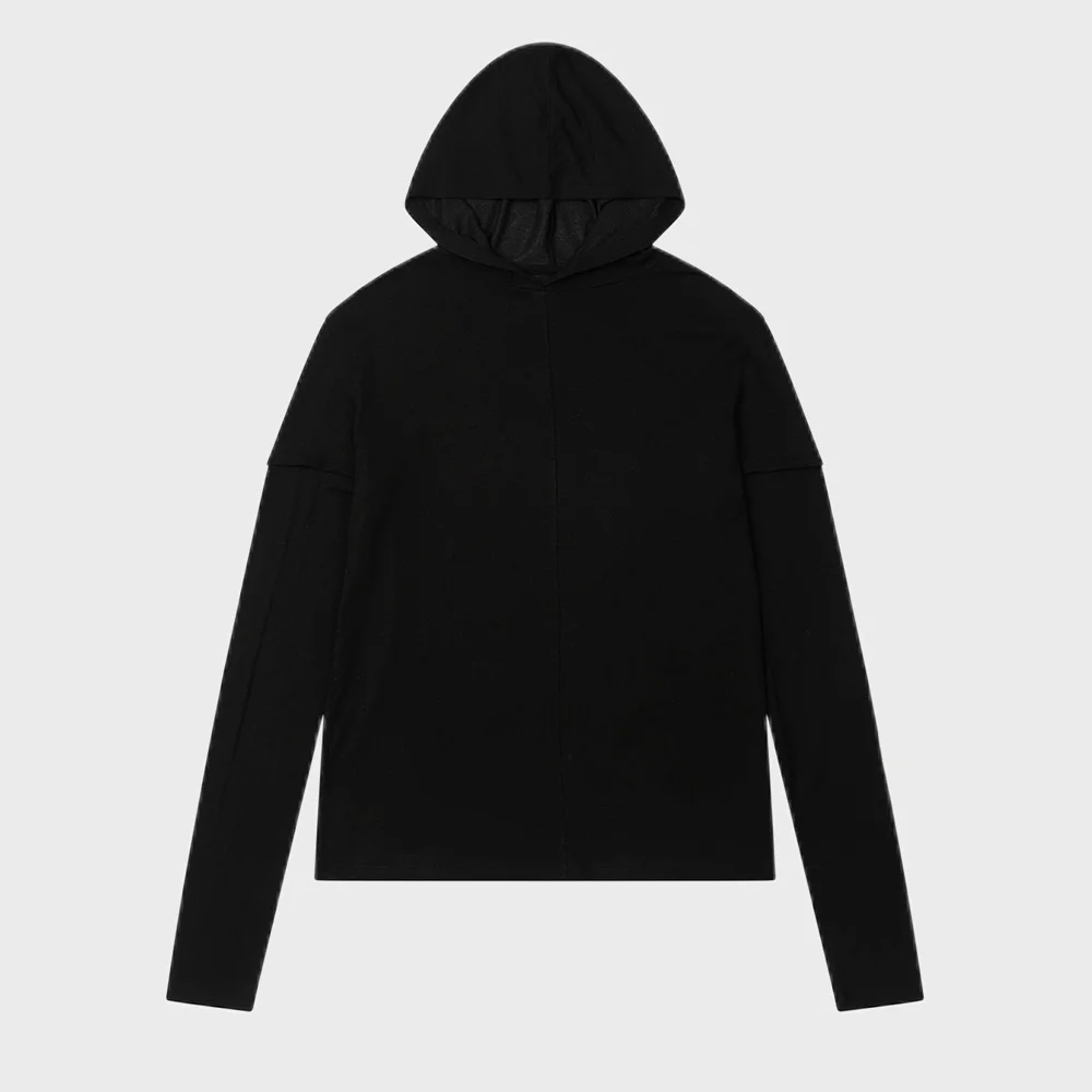 FAKE HOOD LONG SLEEVE IN BLACK