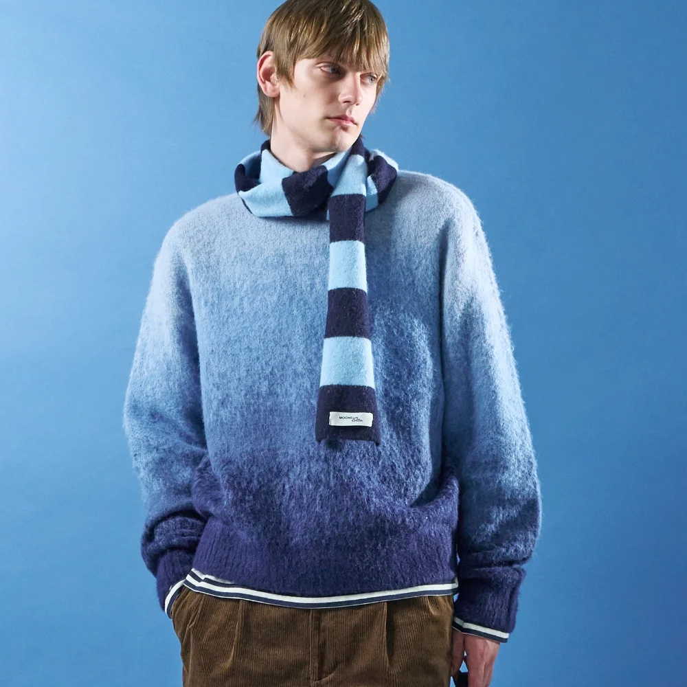 M.C UNISEX, Gradation Hairy Knit / Blue