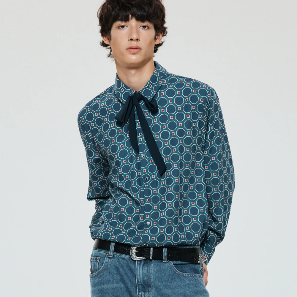 復古 C 色塊 印花 襯衫(UNISEX)_UTS-FS29