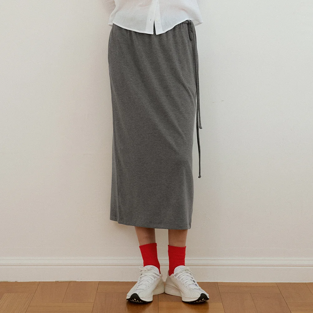 P3293 Fluffy 中長 半身裙_Melange gray