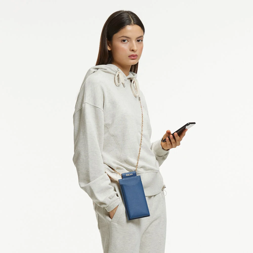 GOLD CHAIN PHONE CASE BAG BLUE