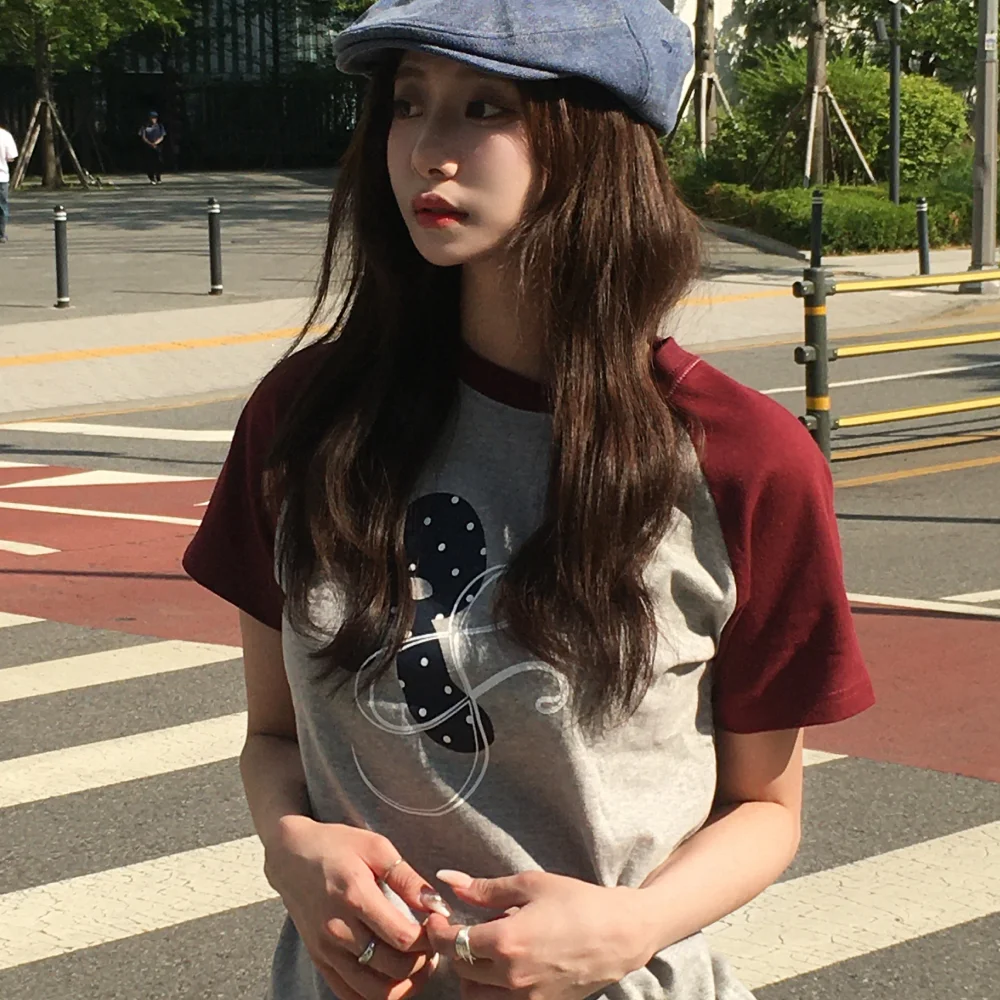 RnR Dot Point Ragian T-shirt Gray-Wine