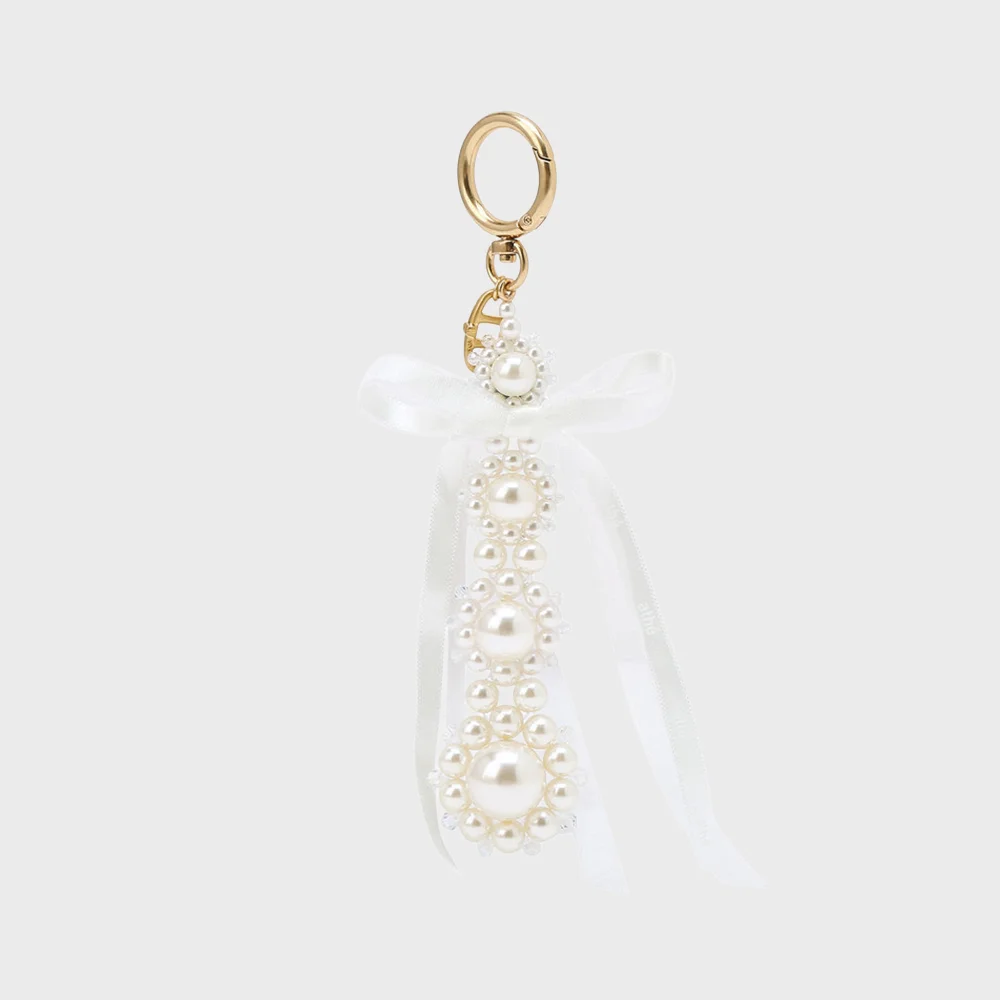 白色 珍珠 花卉 鑰匙扣 AAHO5F707WT